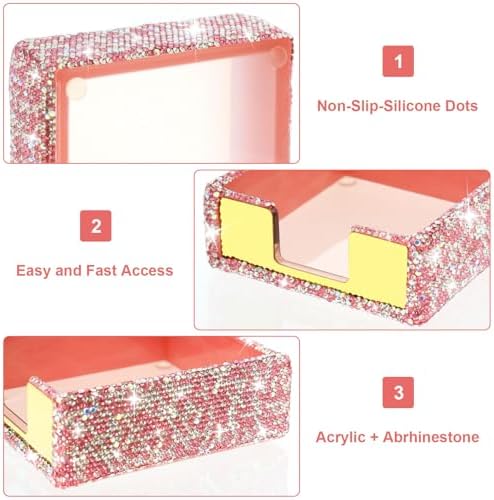 Buqoo Pink Crystal Rhinestone Sticky Note Holder - Image 2