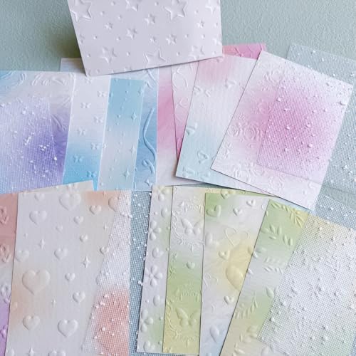 MOLNESO 132pcs Pastel Aesthetic Journal Paper Kit, Embossed Background Papers with Clear Dried Flower Stickers, Mixed Textured Scrapbook Papers for Collage, Junk Journals, Card Making, DIY Crafts - Image 6