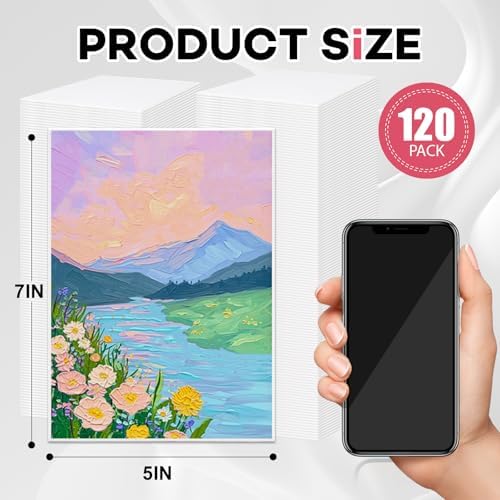 ESRICH 120 Pack 5x7 Inch Small Canvases for Painting, Painting Canvas 5x7 Inch Cotton Primed Acid Free Mini Blank Canvas Panels for Oil Paint,Watercolor,Acrylic Paint, Gouache, Tempera - Image 2