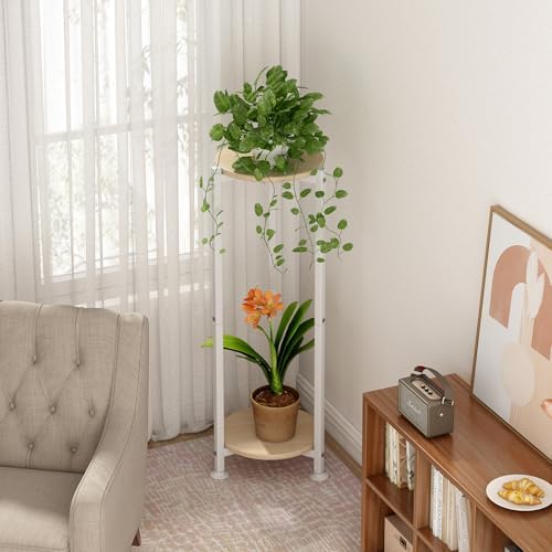 2 Tier Plant Stand Indoor Corner Tall Round Shape Plant Shelf - Image 4