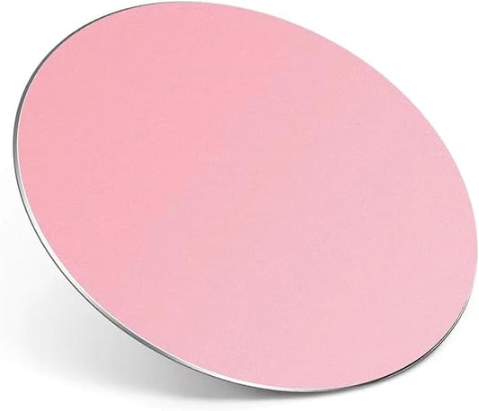 HONKID Metal Aluminum Mouse Pad, Thin Hard Mousepad, Double Sided Waterproof Fast and Accurate Control Mousepad for Laptop, Computer and PC, Office, 7.87 * 7.87 Round Pink