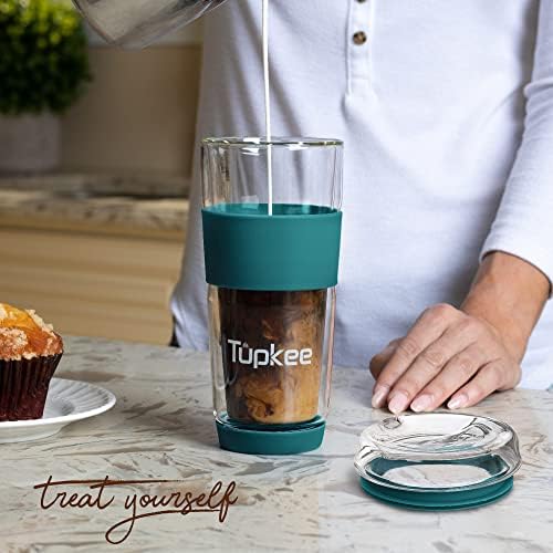 Double Wall Glass Tumbler, 14-Ounce Glass Travel Coffee Mug - 2 Pack - Image 4