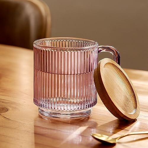 Lysenn Purple Glass Mug with Lid, Premium Glass Coffee Mug, 12 oz Tea Cup - Image 3