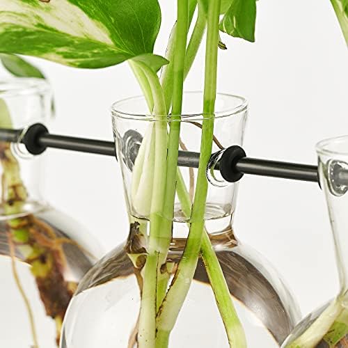 Mkono Plant Propagation Station Hanging Desktop Wooden Stand 3 Vases Holder - Image 5
