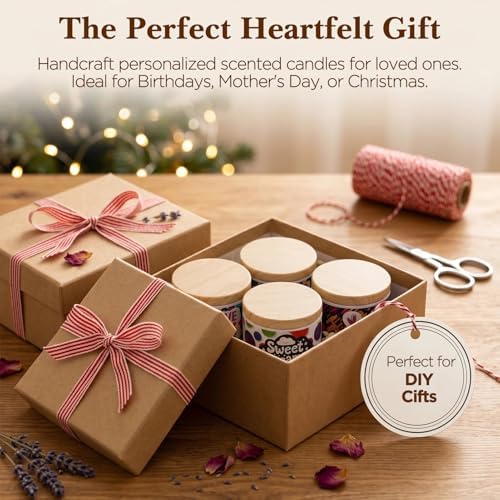LumaCraft Thick Candle Jars for Making Candles 24 Pcs, 4 OZ Empty Jars with Wood Lids for Candle Making,Colorful Inspirational Print Candle Containers with Candle Making Supplies - Image 7