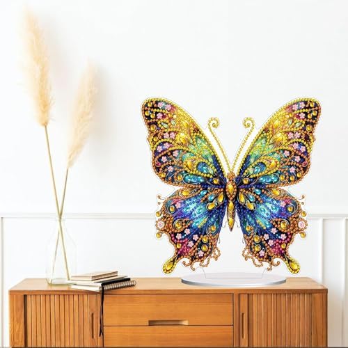 Diamond Painting Kits for Adults Beginners, 5D Full Drill Flowers and Butterfly Crystal Art Desktop Ornament, DIY Single Sided Home Office Desk Decor, Creative Craft Gift Set with Tools - Image 4