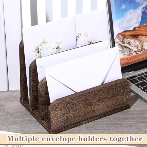Briwooody Wooden Mail Organizer 3 Slots Mail Holder, Dark Brown - Image 6