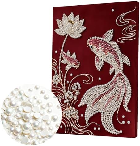 DIY Pearl Painting with Frame, Creative Design, Handmade Stress-Relieving Home Wall Decoration, Includes Frame and Tools-Koi - Image 6