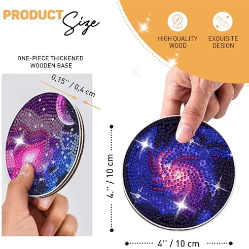 8 pcs Diamond Painting Coasters | Diamond Art Coasters | Galaxy and Nebula Diamond Art Painting | Perfect Art Craft Gift for Galaxy Lover, Dad, Mom, Grandparents, Brother, Sister. - Image 2