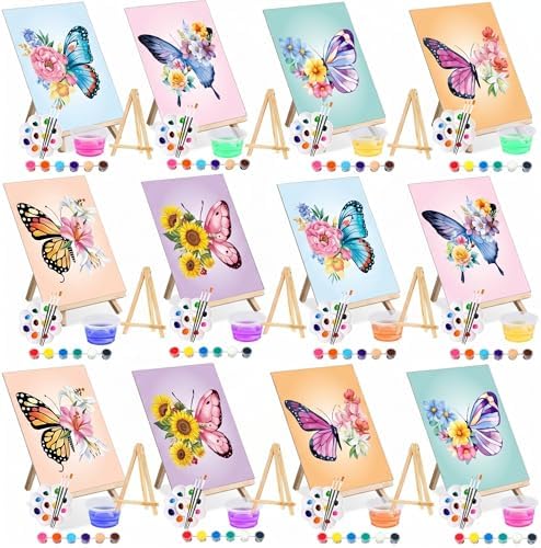 Marspark 12 Set Butterfly Pre Drawn Canvas Pre Printed Canvas Set by Marspark
