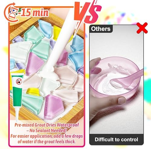 ZAIONE Coaster Crafts Kit for Adults: 6 Sets DIY Mosaic Tiles Coasters with Grout Filler for Mother's Day Drinks Bottle Coffee Mug Home Decor - Image 3