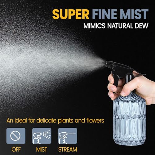 Glass Plant Mister Spray Bottle, 13.5 oz Refillable Plant Misters for Inside, Pretty Glass Spray Bottles for Cleaning, Hair, Cat, Succulent, Houseplant with Adjustable Mist Nozzle (Blue) - Image 3