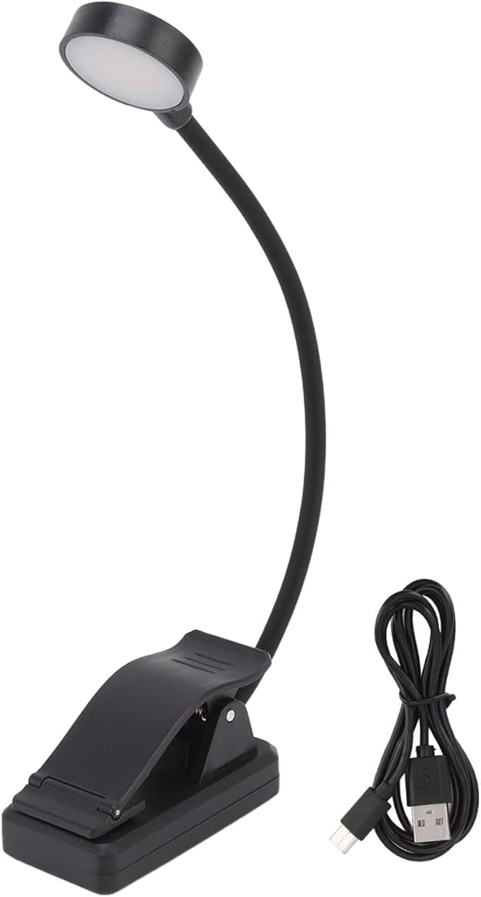 Portable USB Rechargeable Book Light, LED Desk Lamp, ClampHolder-On Reading Light with 3 Color Temperatures for Children's Room Production Display