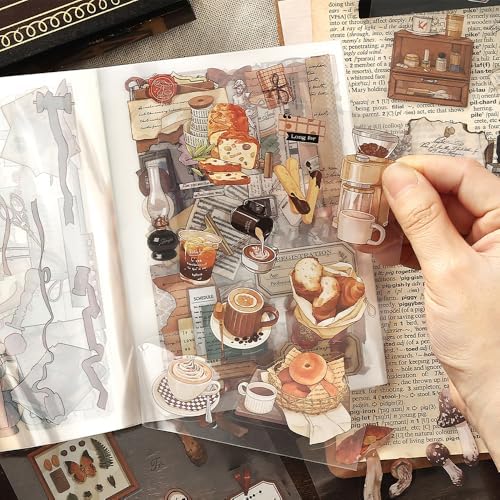2 Sets 40 Sheets Stickers for Scrapbooking, Self-Adhesive Scrapbook Stickers Supplies Journal,Plants Flowers Vintage Aesthetic Sticker Art Diary Card Craft Gifts Notebook,Autumn&City - Image 3