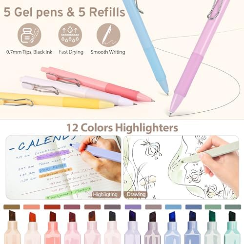 DazSpirit 62PCS Aesthetic Stationery Set with Foldable Pencil Case, Green - Image 6