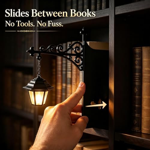 Library Lantern Book Nook Light,Vintage Decor Hanging Mini Bookshelf Lamp - Image 4
