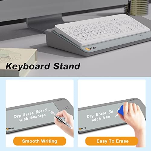 SELEAD Desktop Glass Whiteboard with Wireless Charger and Storage, Gray - Image 6