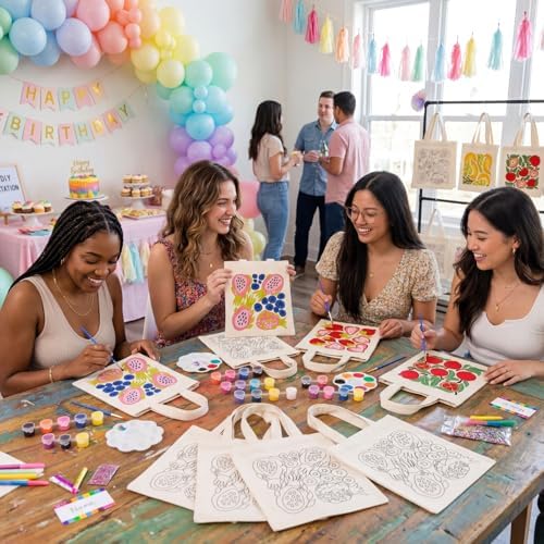 Aliceset 16 Pcs Color Your Own Bag Tote Bag Painting - Image 6