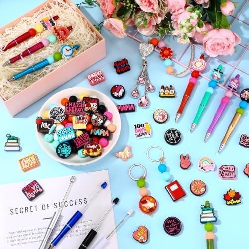 Humyoun 122 Pcs Beadable Pen DIY Kit with Silicone Beads, Cute Style - Image 4