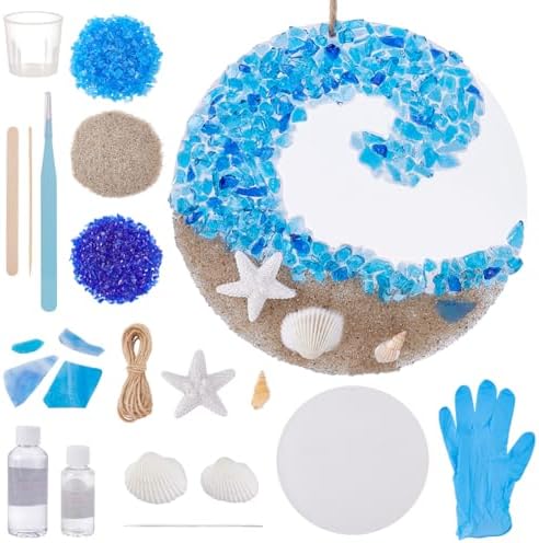 WEBEEDY DIY Sea Glass Suncatcher Ornament Ocean Crashing Wave Beach Ornament Handmade Ocean Sea Glass Resin Hanging Kit with Instruction for Adults Beginners Home Decor Beach Lovers Art Project by WEBEEDY