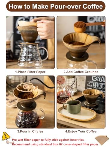 Gomakren Pour Over Coffee Maker Single-Hole Cone, Ceramic Coffee Dripper - Image 3