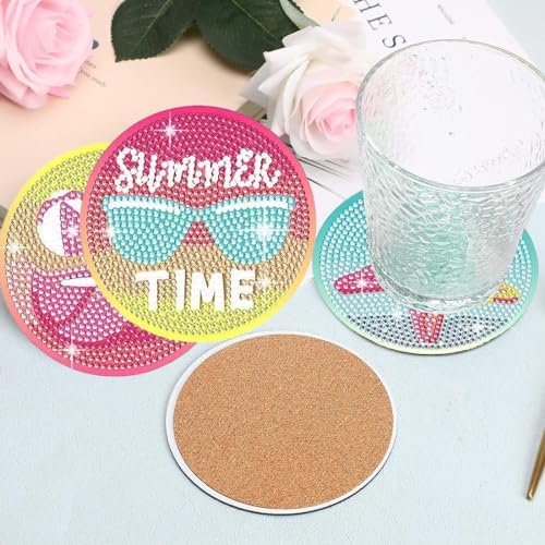 Leatrice 8 PCS Diamond Art Coasters Small Diamond Painting Kits for Adults - Image 6
