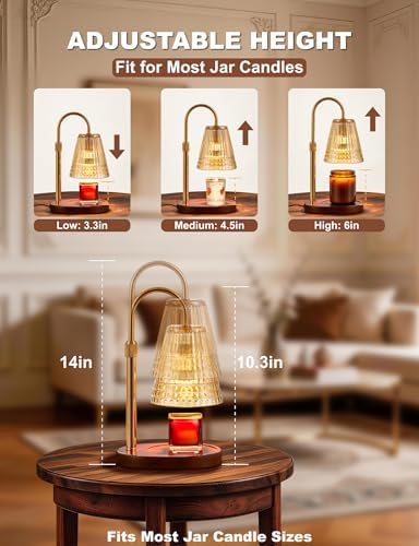 Candle Warmer Lamp for Jar Candles, Dimmable Wax Warmer with Timer & Adjustable Height, Flameless Scented Candle Heater, Birthday Gifts for Mom Women, Housewarming New Home Decor (2 Pack) - Image 5