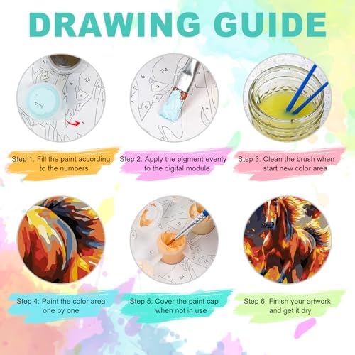 GEEHEIY Framed Paint by Numbers Kit for Adults, Running Horse, 8X 12 Inch - Image 6
