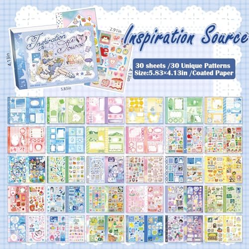 Japanese Sticker Book for Journal Supplies, Anime Girl Scrapbook Stickers - Image 2