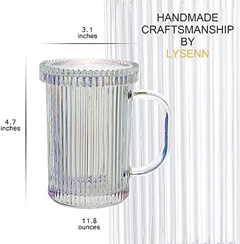 Lysenn Iridescent Glass Mug with Lid, Premium Coffee Mug, 13oz Tea Cup - Image 7