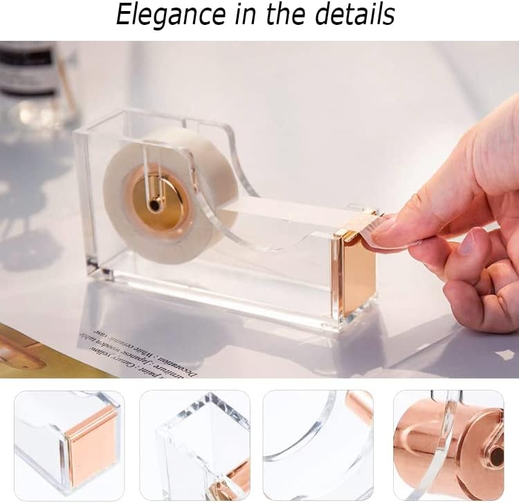 Rose Gold Office Supplies and Accessories, Acrylic Stapler, Staple Remover, Tape Holder, Ballpoint Pen, Scissor, Binder Clips, Staples, Phone Holder, Ruler, Transparent Glue and 300 Notes - Image 4