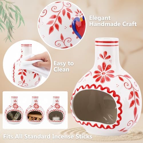 Ceramic Incense Holder–Handcrafted Palo Santo Holder with Chimney, Incense Burner with Ash Catcher for Sage, Cone Burning and Tealight, Perfect for Meditation, Yoga and Aromatherapy for Women - Image 4