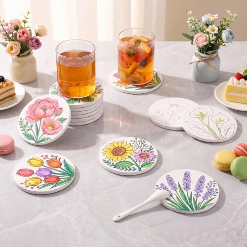 Potchen 12 Pcs Color Your Own Coaster DIY Kits,Botanical Garden - Image 7
