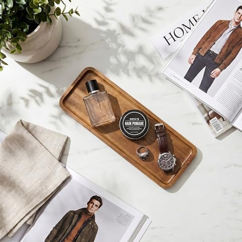 Best Dad Ever Wooden Tray, Rectangular Wood Serving Tray Decorative Tray for Coffee Table, Snacks, Drinks, Home Decor (11.4 x 4.1 x 0.6 in) - Image 4