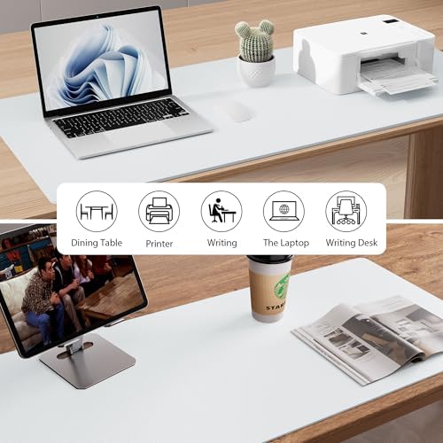 Aothia Leather Desk Pad Protector, Large Mouse Pad, Office Mat, Non-Slip PU Leather Blotter, Laptop Desk Pad, Waterproof Writing Pad for Office and Home (Barely Grey, 23.6" x 13.7") - Image 6