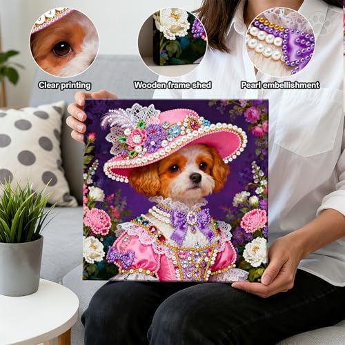 LQCrafK DIY Pearl Art Painting Handcraft Kit for Adults Beginners, Healing Stress-Relieving Home Wall Creative Design Decoration, Framed Painting with Tools-Dog - Image 5