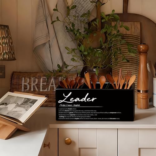 Leader Gifts Pen Pencil Holder for Desk, Thank You Appreciation Gifts for Leaders Boss Manager, Leadership Gift Wooden Box Sign Decorations for Office Workplace Desk Tabletop - Image 6
