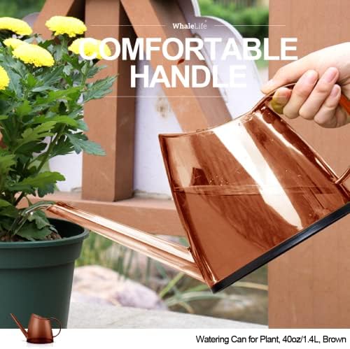 Small Indoor Plant Watering Can Long Spout 1.4L Brown - Image 4