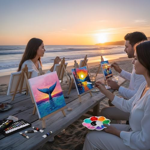 Cholemy 148 Pcs 24 Set Pre Drawn Canvas Paint Kit Adults, Sunset - Image 5