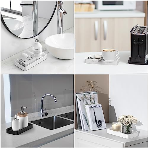 Gurygo 8" Ceramic Bathroom Vanity Tray for Kitchen Counter - Kitchen Soap Tray - Rectangular Ceramic Trays for Bathroom - Porcelain Large Serving Trays (Marble, Set/1) - Image 6