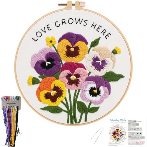 Nuberlic Embroidery Kit for Beginners, Pansy Needlepoint Kit by Nuberlic