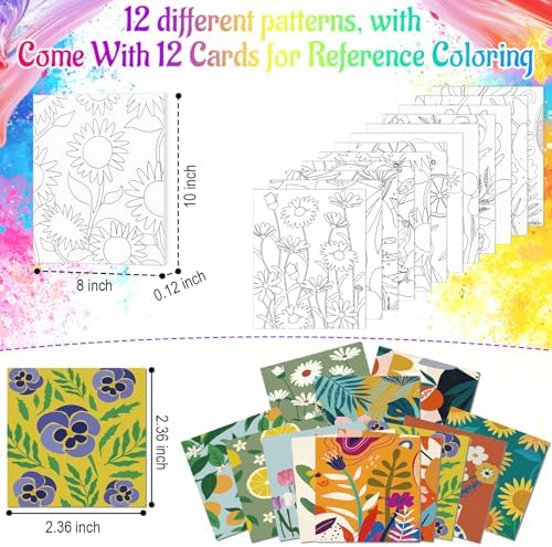 AmazingSpark 12 Set Sip and Paint Kit for Adults Pre Drawn Canvas,Flowers - Image 4