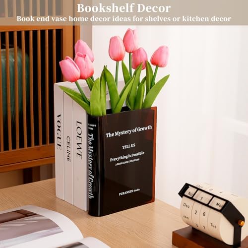 Book Vase for Flowers - Aesthetic Room Decor for Modern Home/Office，Brow - Image 2