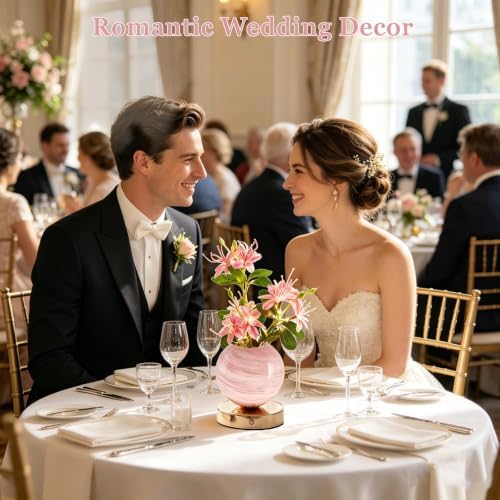 VEEKI Pink Jasmine Flower Lamp, Rechargeable Cordless LED Floral Table Lamp - Image 5