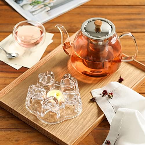CNGLASS Glass Teapot with Infuser(37.5oz),Clear Tea Kettle with Removable Stainless Steel Strainer,Stovetop Safe Glass Teapot for Blooming and Loose Leaf Tea - Image 6