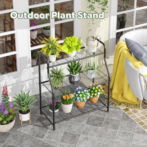 Simple Trending Plant Stand Indoor Outdoor, Plant Shelf for Multiple Pots Metal, 3 Tiers Large Plant Holder for Living Room Garden Balcony - Image 5