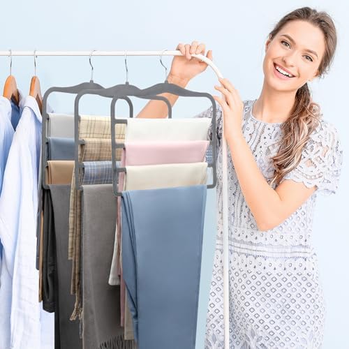 Closet Organizers and Storage,Pants Hangers Space Saving Velvet Hanger - Image 5
