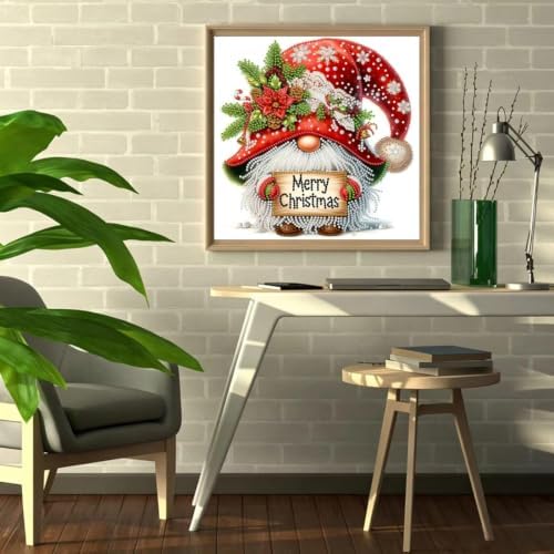 Christmas Gnome Diamond Art Painting Kits 5D Special Shape 12 x 12 inch - Image 3