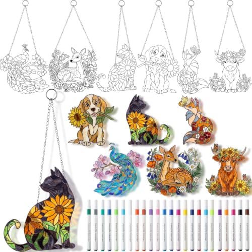 30 Pcs Suncatchers Crafts Kit DIY Paint Art,Animal by Humyoun