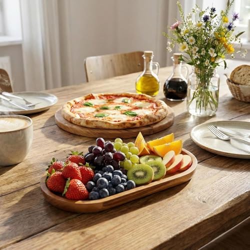 11inch Wooden Vanity Bathroom Trays, Farmhouse Wood Perfume Tray Home Rustic Decor Plate, Kitchen Counter Top Storage, Rectangular Sink Organizer Tray for Soap Bottle - Image 4